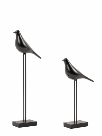Decoratiuni - Set de 2 Decorațiuni Birdy, Plastic (Plastic) și Metal Mată Negru - SHP