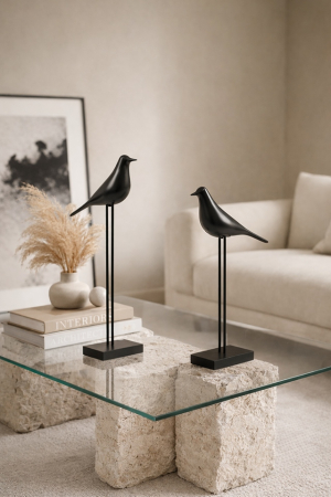 Set de 2 Decorațiuni Birdy, Plastic (Plastic) și Metal Mată Negru - SHP [4]