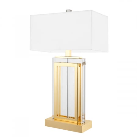 Veioze -   Lampă de masă Arlington cu finisaj de cristal aurit, inclusiv abajur alb 112408 EICHHOLTZ