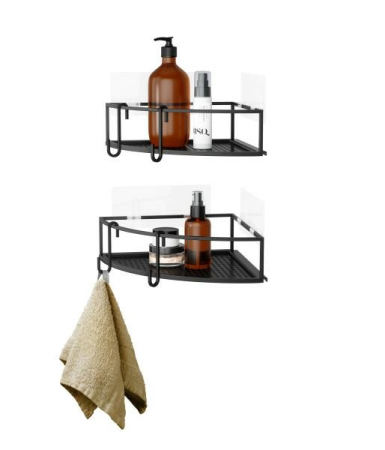 Produse - Set de 2 Rafturi de Colț Cubiko 23x5x23 cm, Metal Negru - Umbra