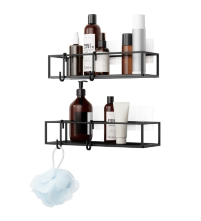 Produse - Set de 2 Rafturi de Duș Cubiko 12x6x32 cm, Metal Negru - Umbra