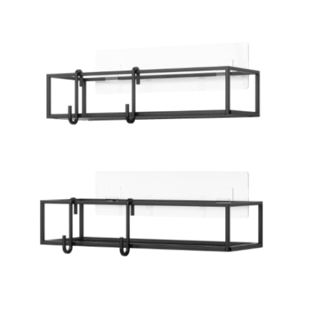 Set de 2 Rafturi de Duș Cubiko 12x6x32 cm, Metal Negru - Umbra [3]