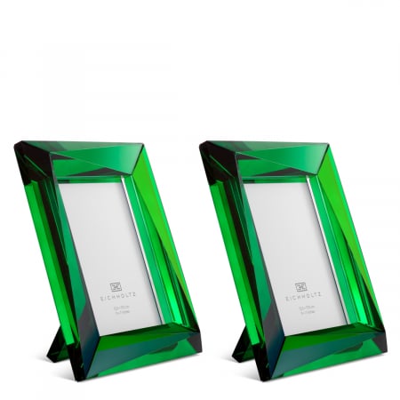 Promotii -   Set de 2 rame foto Obliquity L din sticlă verde cristal 118577 EICHHOLTZ