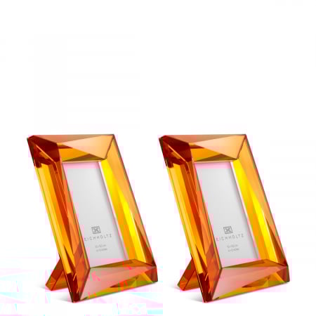 Promotii -   Set de 2 rame foto Obliquity S din sticlă cristal portocalie 118581 EICHHOLTZ