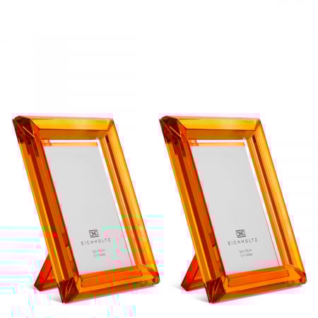 Promotii -   Set de 2 rame foto Theory L din sticlă cristal portocalie 117976 EICHHOLTZ