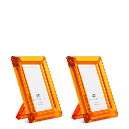 Promotii -   Set de 2 rame foto Theory S din sticlă cristal portocalie 118578 EICHHOLTZ