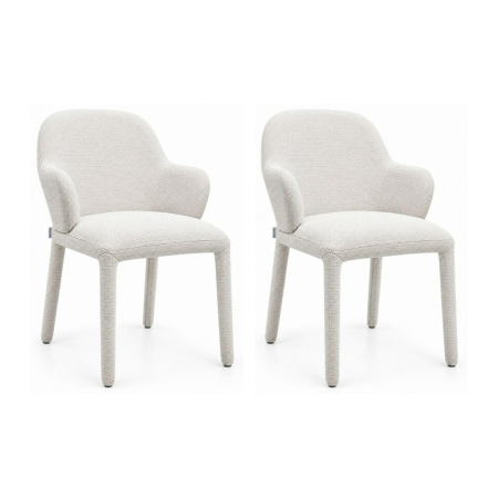 Living - Set de 2 Scaune Akira 45x50x83 cm, 100% Poliester Bej - King Home