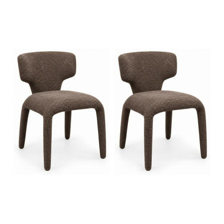 Living - Set de 2 Scaune Apulia 50x48x79 cm, 100% Poliester Maro - King Home