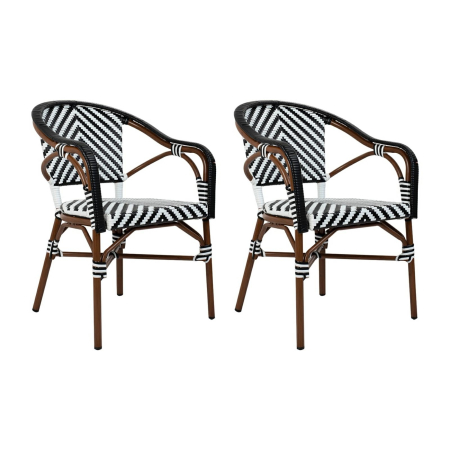 Produse - Set de 2 Scaune de Grădină Cafe Azure 60x62x83 cm, Alb, Negru - King Home