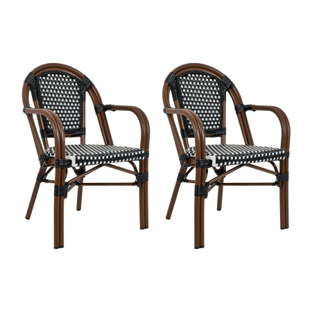 Gradina - Set de 2 Scaune de Grădină Cafe Paris Arm 57x57x88 cm, Efect Nuc - King Home