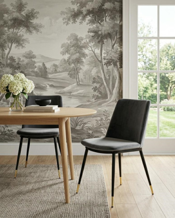 Set de 2 Scaune Diego 50x58x82 cm, Catifea Gri Închis - King Home [9]