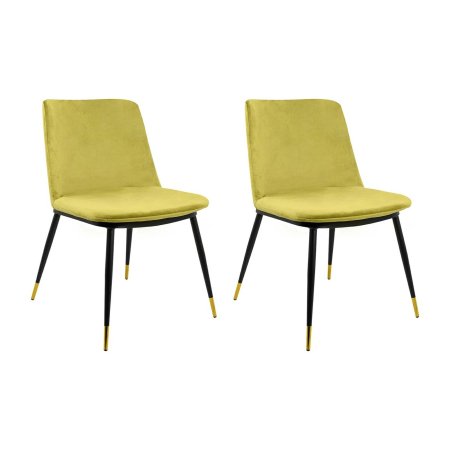 Produse - Set de 2 Scaune Diego 50x58x82 cm, Catifea Negru Auriu - King Home