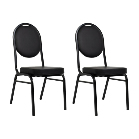 Living - Set de 2 Scaune Hebe 44x56x93,5 cm, Piele Ecologică Negru - King Home