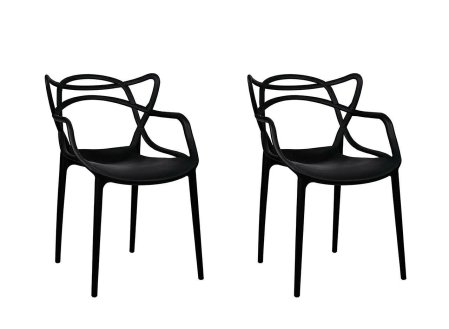 Produse - Set de 2 Scaune Hilo 55x58x81 cm, Polipropilenă Negru - Modesto Design