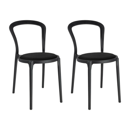 Produse - Set de 2 Scaune Slim 43,5x55,5x83 cm, Polipropilenă și Țesătură Negru - King Home