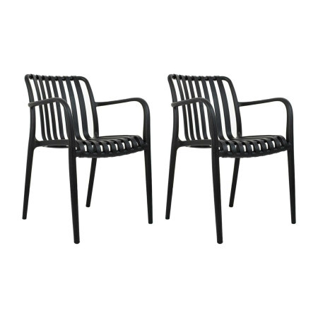 Produse - Set de 2 Scaune Strips Arm 56x60x80 cm, Polipropilenă Negru - Modesto Design