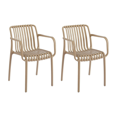 Produse - Set de 2 Scaune Strips Arm UV 40x40x78 cm, Plastic Bej - King Home