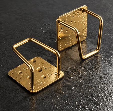 Set de 2 Suporturi pentru Burete Pomax 5x3,5x5 cm, Metal Auriu - SHP [1]