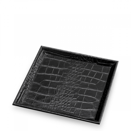   Set de 2 tăvi pentru birou Scaleo din piele neagră cu embosare croco 118782 EICHHOLTZ [5]