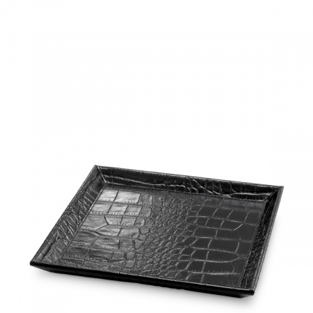   Set de 2 tăvi pentru birou Scaleo din piele neagră cu embosare croco 118782 EICHHOLTZ [3]