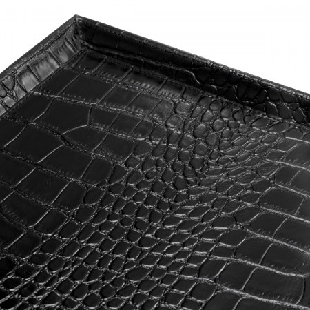   Set de 2 tăvi pentru birou Scaleo din piele neagră cu embosare croco 118782 EICHHOLTZ [6]