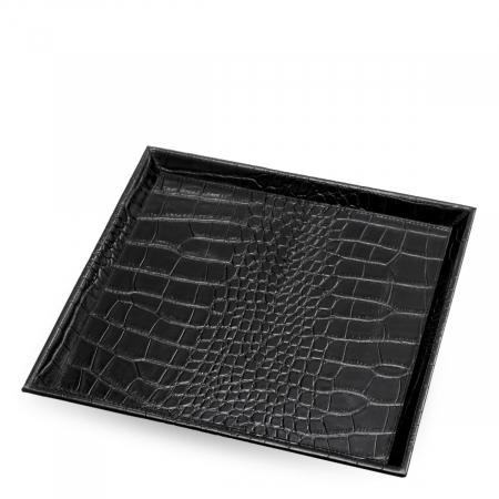  Set de 2 tăvi pentru birou Scaleo din piele neagră cu embosare croco 118782 EICHHOLTZ [4]
