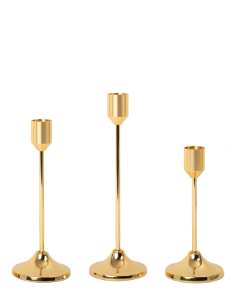 Set de 3 Sfeșnice Splend 7x7x21,5 cm, Metal Auriu - SHP [1]