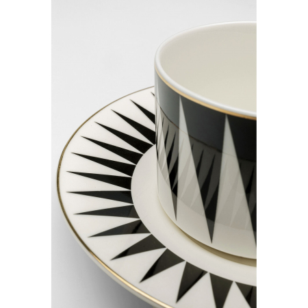 Set de 4 Cești Harlequin 16x8,9x5,9 cm, Portelan Negru și Alb Auriu - Kare Design [2]