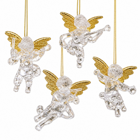 Decoratiuni de craciun - Set de 4 decorațiuni de Crăciun / îngerași Angel, Transparent - SHP