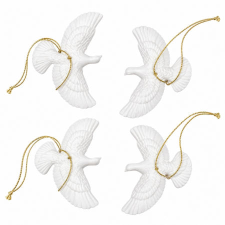 Decoratiuni de craciun - Set de 4 decorațiuni pentru brad porumbițe Turtle Dove - SHP