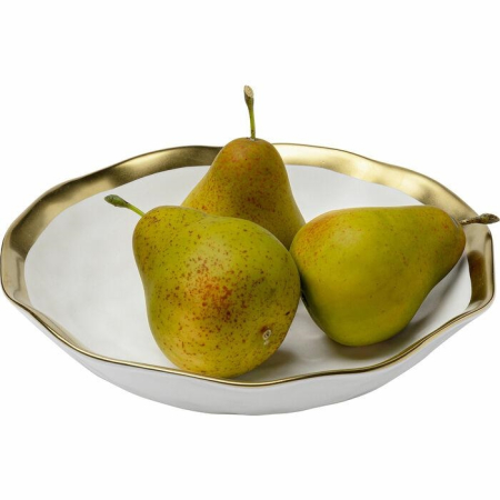 Set de 4 Farfurii Adânci Bell 20x20x5 cm, Porcelană Glazurată Alb Auriu - Kare Design [4]
