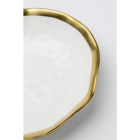Set de 4 Farfurii Adânci Bell 20x20x5 cm, Porcelană Glazurată Alb Auriu - Kare Design [2]