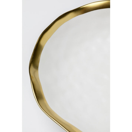 Set de 4 Farfurii Adânci Bell 20x20x5 cm, Porcelană Glazurată Alb Auriu - Kare Design [3]