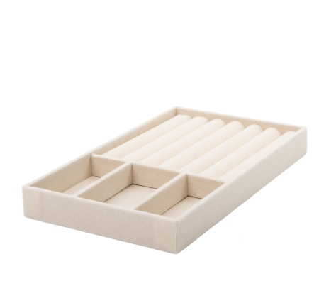 Set de 4 Organizatoare pentru Bijuterii Sorrel 21x2,2x12,5 cm, Catifea Bej - SHP [2]