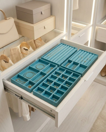 Set de 4 organizatoare pentru bijuterii Sorrel, Catifea Albastru - SHP [6]