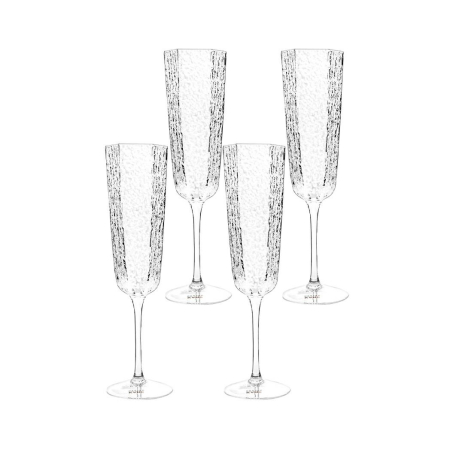 Bucatarie - Set de 4 Pahare de Șampanie Cascata 7x7x27 cm, Sticlă Transparent - Kare Design
