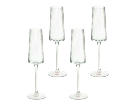 Bucatarie - Set de 4 Pahare de Șampanie Riffle 215 7x7x25 cm, Sticlă Transparent - Kare Design