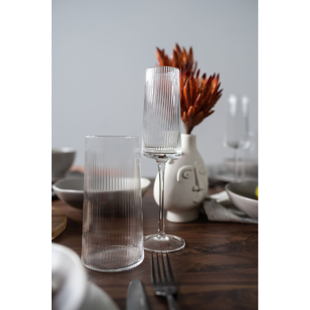 Set de 4 Pahare de Șampanie Riffle 215 7x7x25 cm, Sticlă Transparent - Kare Design [3]