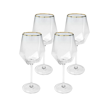 Set de 4 Pahare de Vin Diamond Rim 525 7,5x7x24,5 cm, Sticlă Transparent - Kare Design [0]