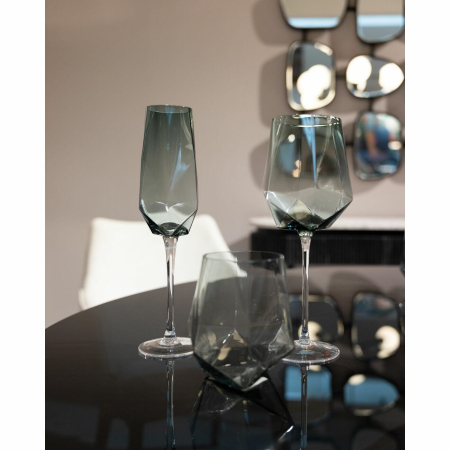 Set de 4 Pahare de Vin Diamond Smoke 660 8x8x26 cm, Sticlă Nuanță de Gri - Kare Design [5]