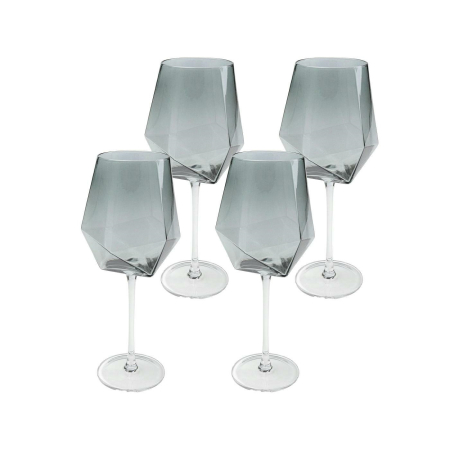 Produse - Set de 4 Pahare de Vin Diamond Smoke 660 8x8x26 cm, Sticlă Nuanță de Gri - Kare Design