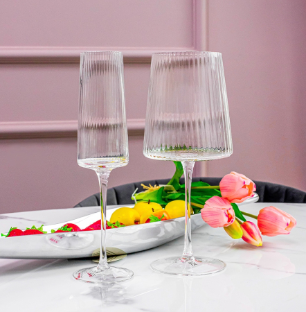 Set de 4 Pahare de Vin Riffle 760 10,5x10,5x25,5 cm, Sticlă Transparent - Kare Design [5]