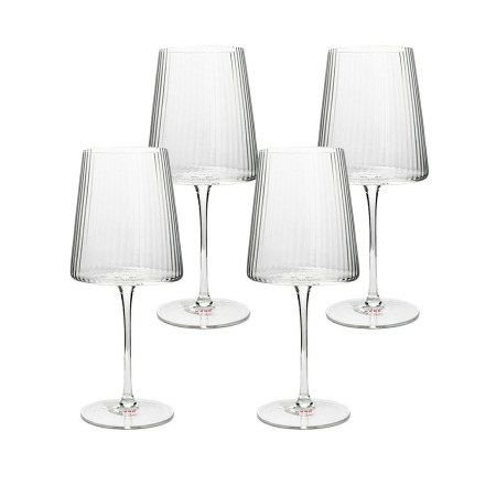 Bucatarie - Set de 4 Pahare de Vin Riffle 760 10,5x10,5x25,5 cm, Sticlă Transparent - Kare Design