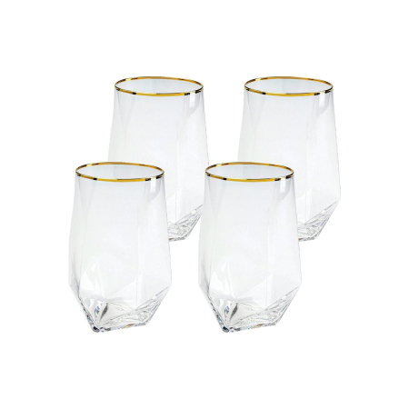 Produse - Set de 4 Pahare Diamond Rim 510 5x8x15 cm, Sticlă Transparent Auriu - Kare Design