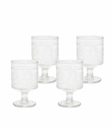 Produse - Set de 4 Pahare Flores 7x7x11 cm, Sticlă Transparent - SHP