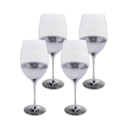 Produse - Set de 4 Pahare pentru Vin Roșu Night Sky 400 9,2x9,2x24 cm, Sticlă Argintiu Lucios - Kare Design