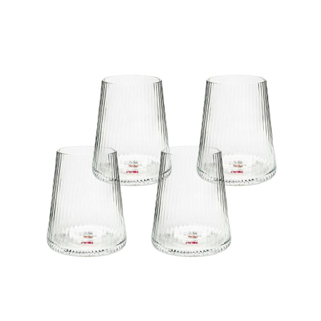 Produse - Set de 4 pahare Riffle 9,5x9,5x11 cm, Texturi de Sticlă Transparent - Kare Design