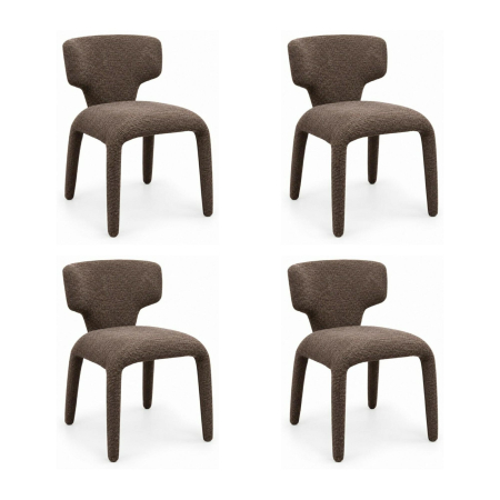 Living - Set de 4 Scaune Apulia 50x48x79 cm, 100% Poliester Maro/Taupe - King Home