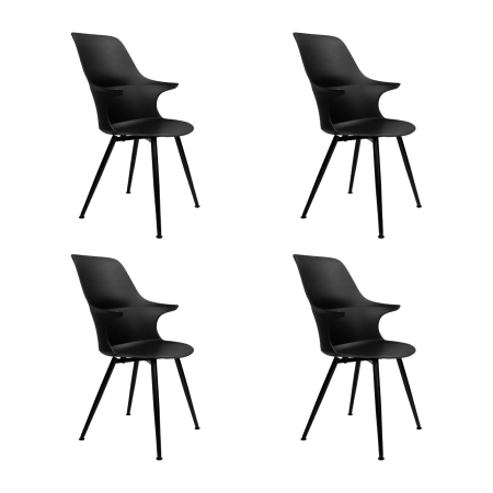 Produse - Set de 4 Scaune Brazo High 58x60x94,5 cm, Polipropilenă și Metal Negru - King Home
