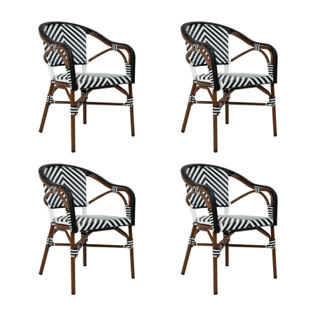 Produse - Set de 4 Scaune de Grădină Cafe Azure 60x62x83 cm, Alb, Negru - King Home